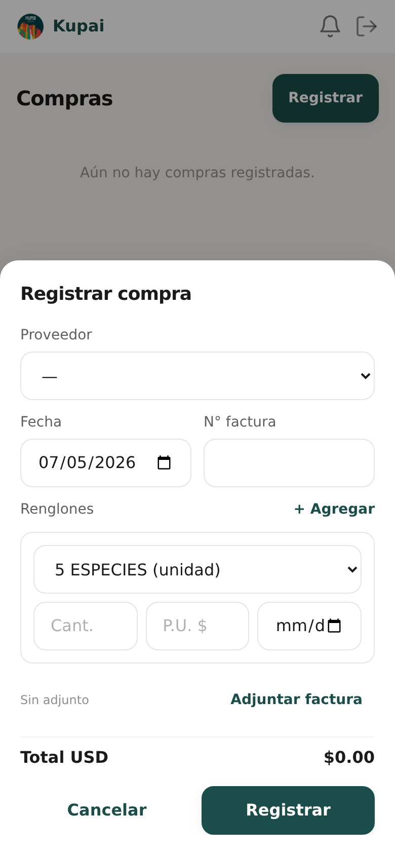 Registrar compra