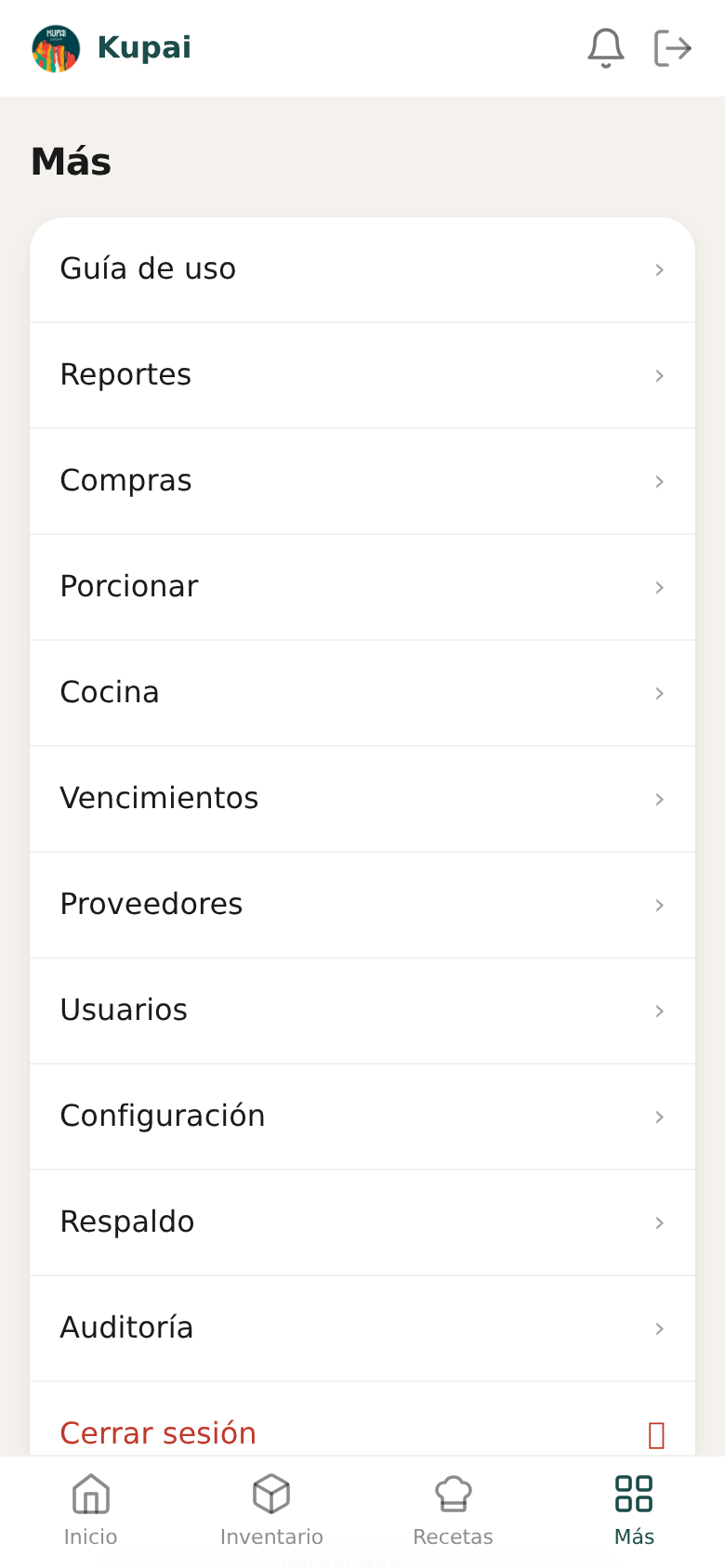 Menú Más de la dueña