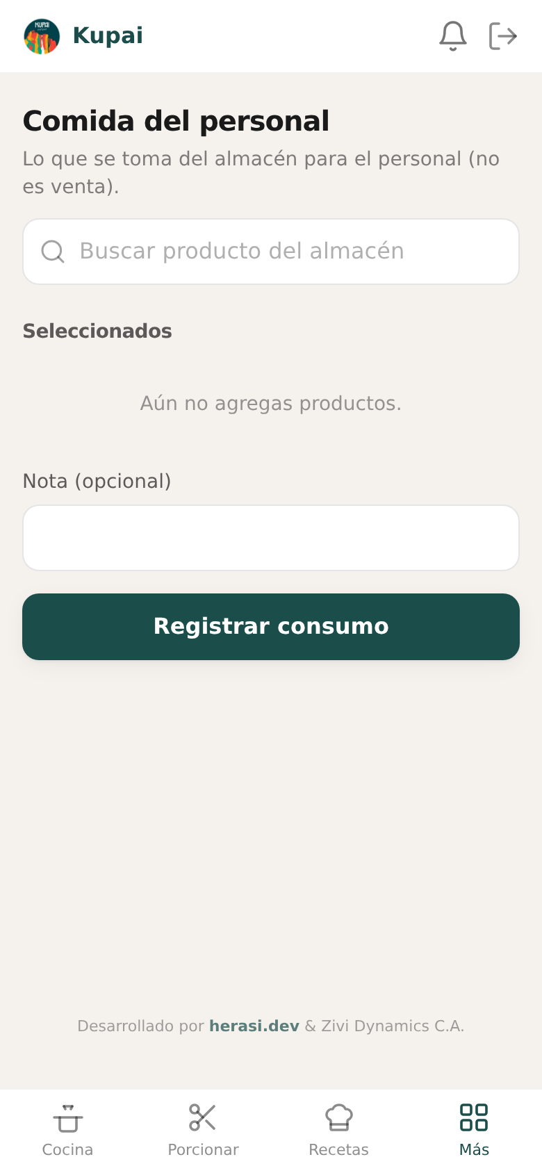 Comida del personal