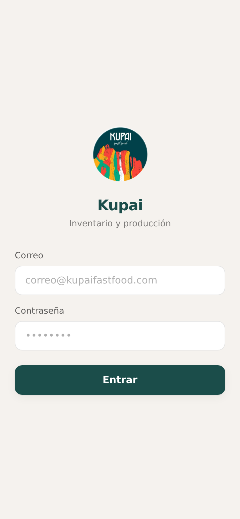 Pantalla de entrada